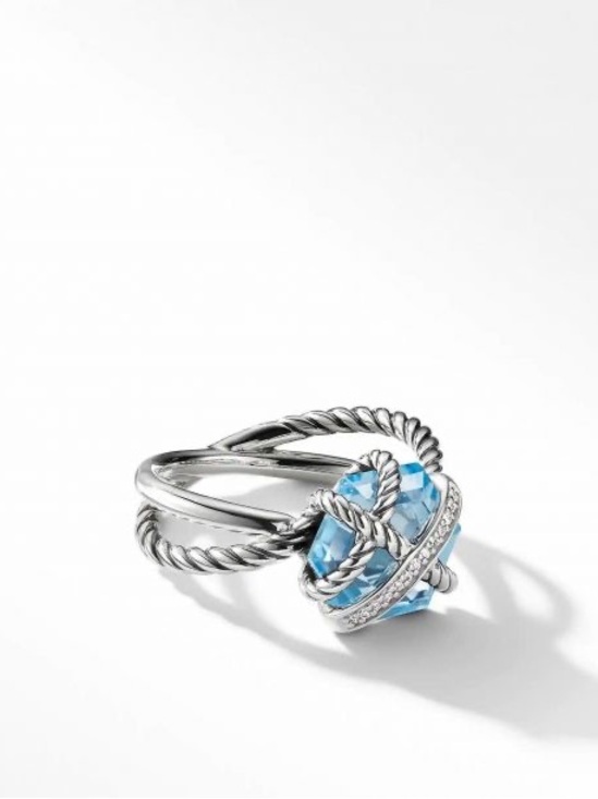David Yurman Jewelry - David Yurman Blue Topaz and Cable Twist Ring